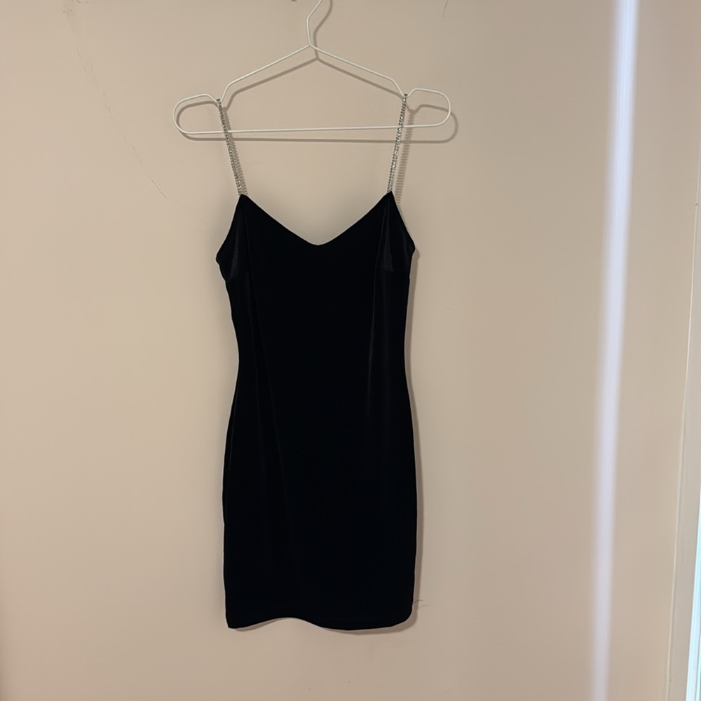 Mango Black Slip Mini Dress with Spaghetti Straps